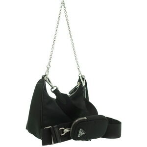 Prada Saffiano Bag Black Shoulder Chain Leather 2005 ReEdition